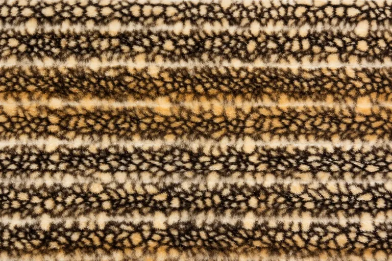3-Tone Printed Grid Pattern Mink-Fox Faux Fur Fabric - pile surface