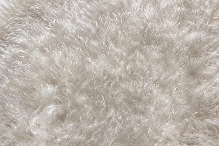 White Curly Lamb Faux Fur Fabric - pile surface