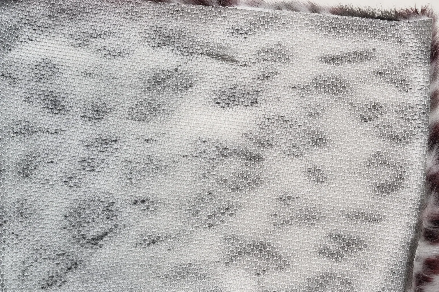 3-Tone Printed Spotted Mini Fox-Mink Faux Fur Fabric - knitted backing