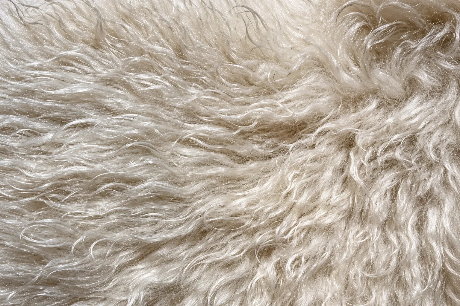 Ivory Curly Lamb Faux Fur Fabric - pile surface