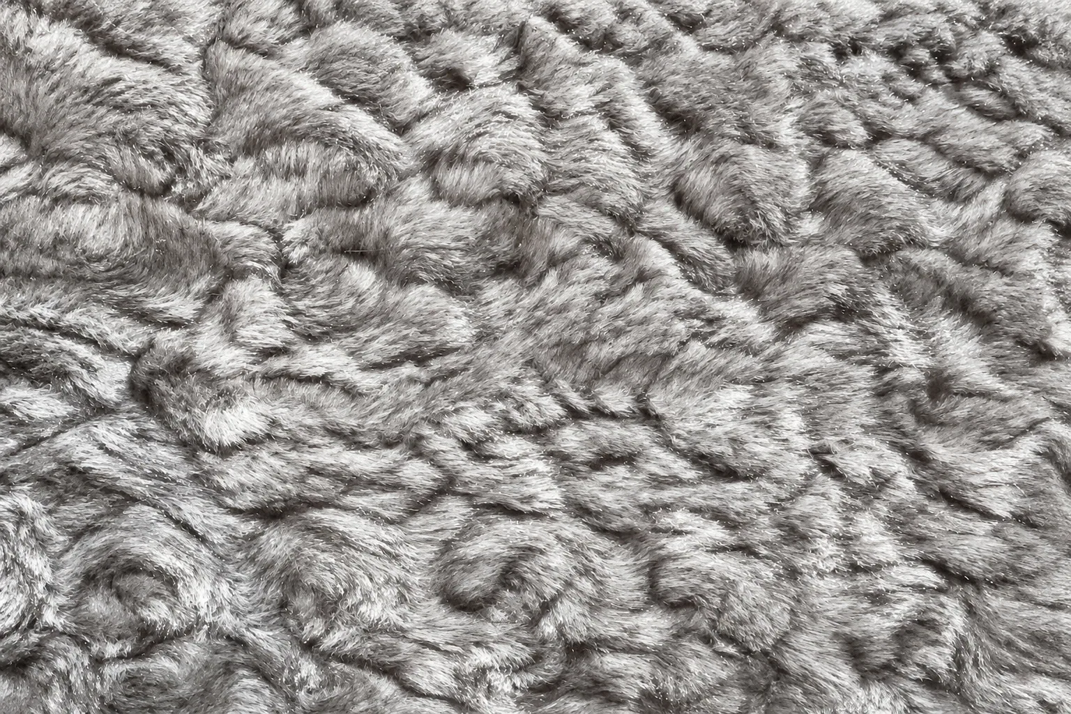 Cationic 2-Tone Embossed Fox-Mink Faux Fur Fabric - pile surface